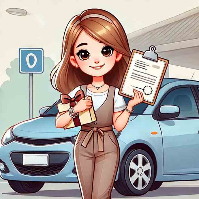 A motorist reviewing her car insurance plan with roadside assistance