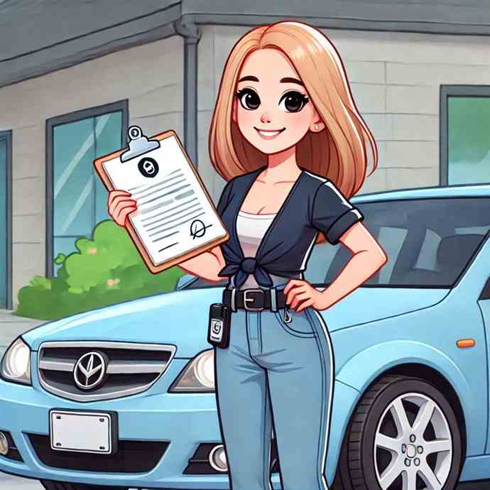 A motorist smiling, knowing her black box insurance is sorted