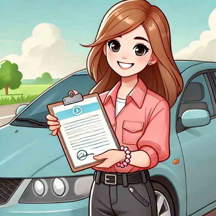 A woman feeling secure with her high-mileage car insurance cover