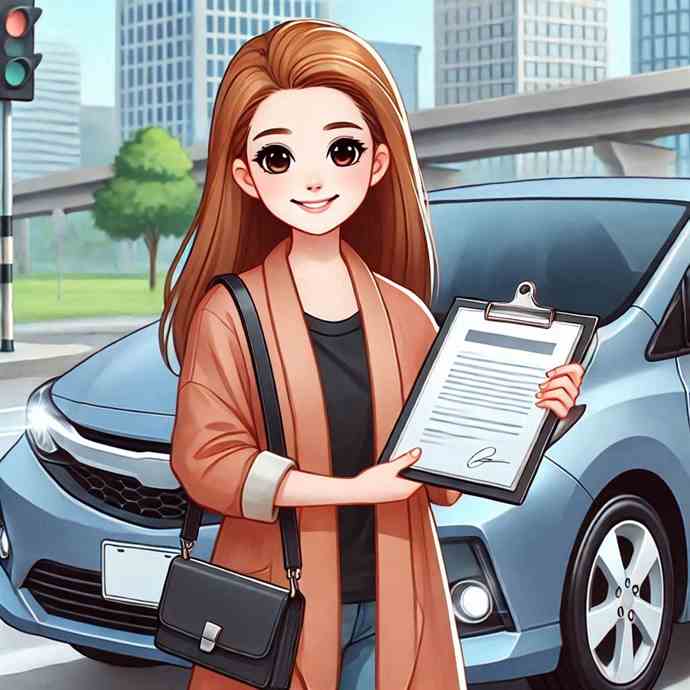 A woman checking her email for confirmation of her car insurance